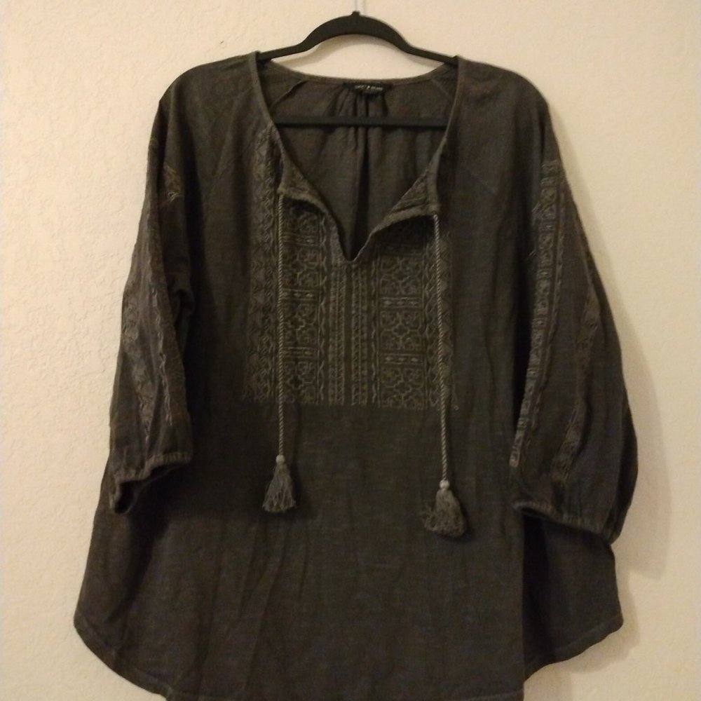 Lucky Brand Boho Gray Blouse